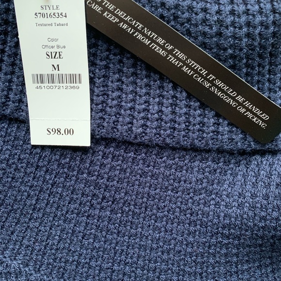 WHBM Textured Sleeveless Turtleneck Tabard Sweater Blue NWT $98 Size Medium - Picture 5 of 9